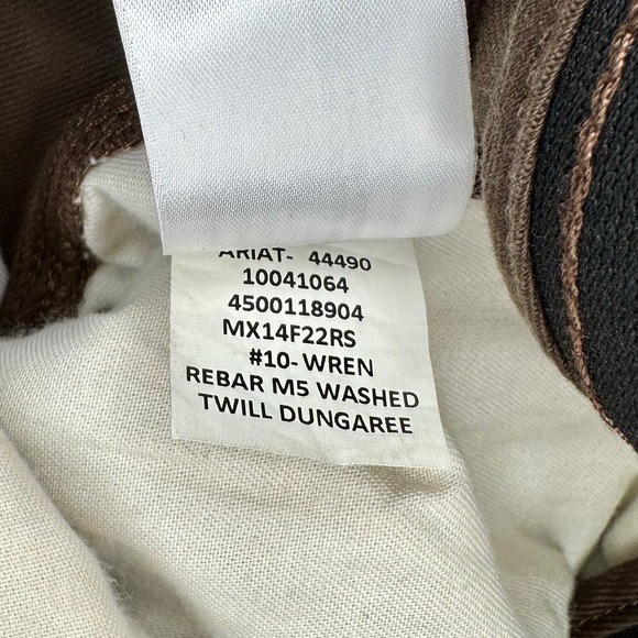 Ariat Rebar M5 Washed Twill Dungaree Work Pants Men 38x36 Straight Leg Brown - Picture 4 of 10